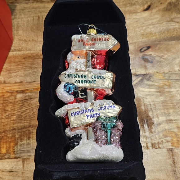 Trimsetters Santa’s Ugly Sweater Party Glass Ornament Handcrafted - Picture 3 of 4